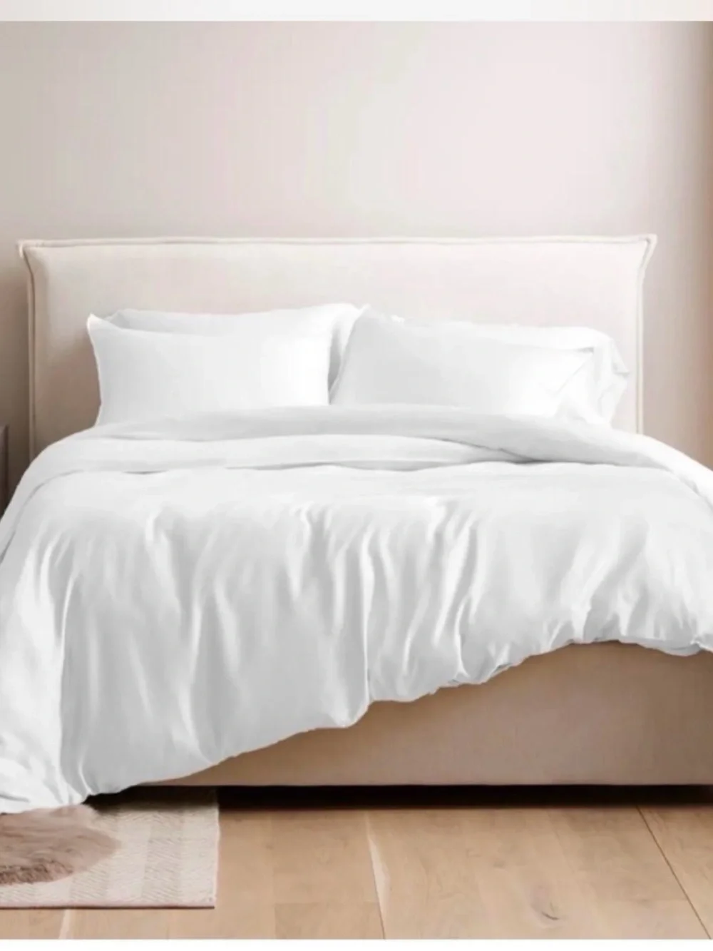 Quince queen bamboo duvet cover organic white silky viscose fabric